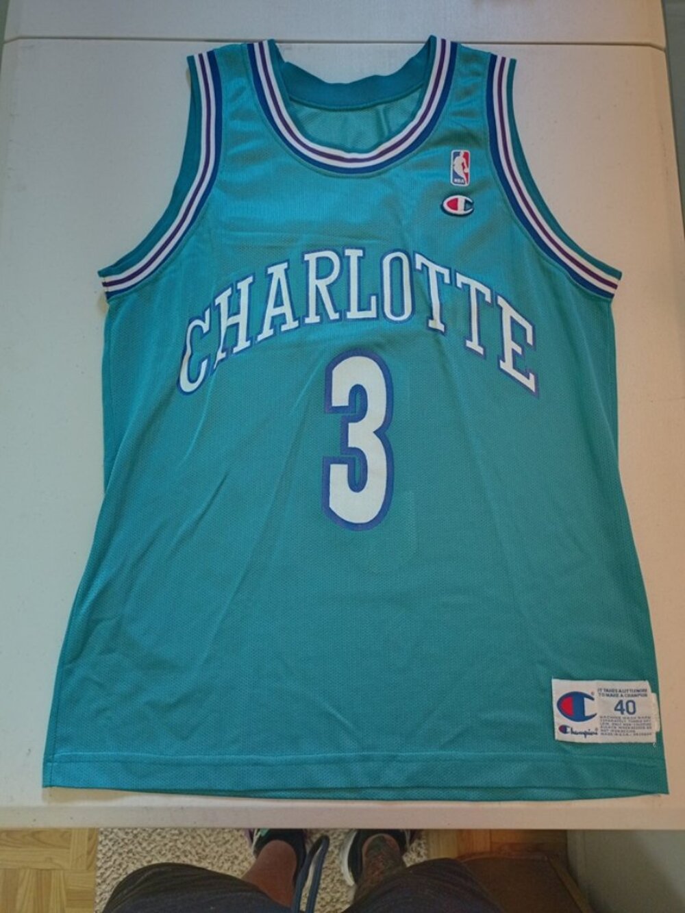 Champion Rex Chapman Charlotte Hornets NBA Basketball Jersey Adult Medium 40 EUC